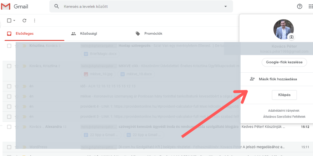 Gmail tippek: bejelentkezés másik fiókkal