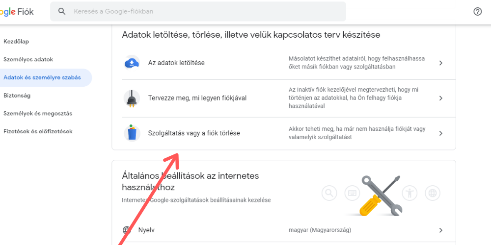 Gmail fiók törlése