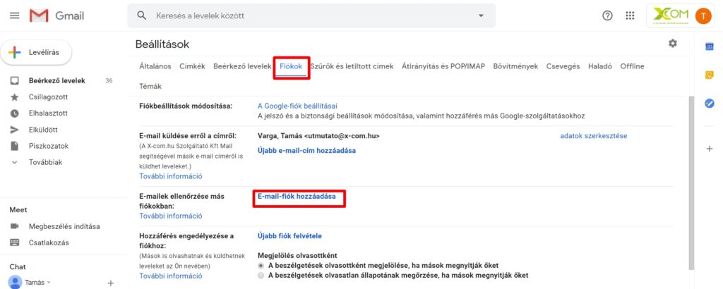 Gmail hozzáférés engedélyezése