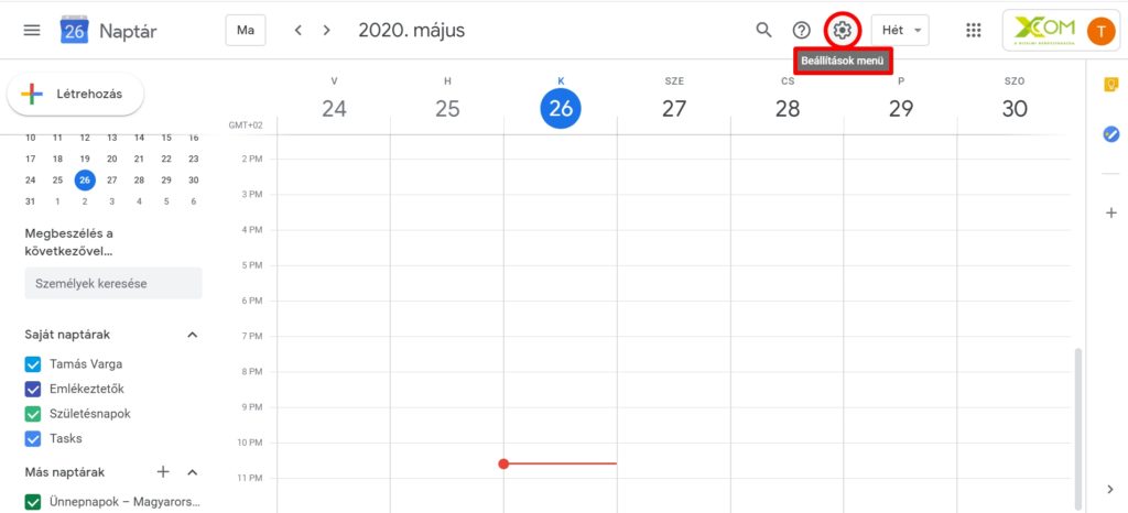 Google naptár testreszabása