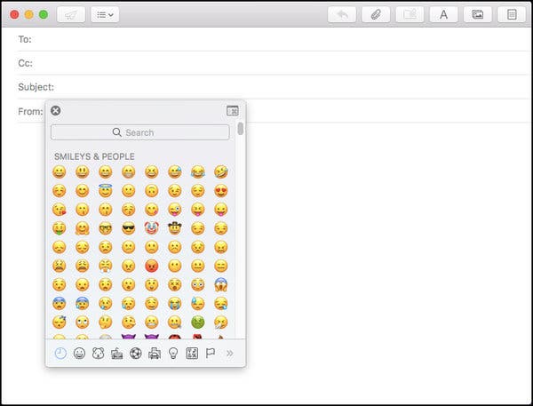 Emoji eszköztár MAC-en