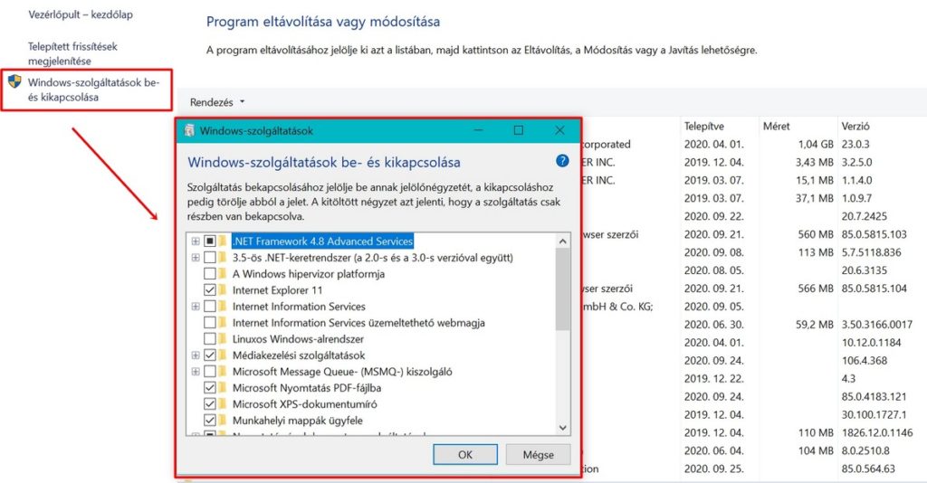 Windows szolgáltatások be-és kikapcsolása