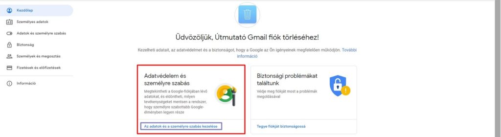 Google fiók adatvédelem és biztonság