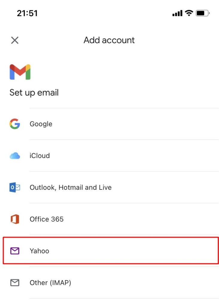 Yahoo e-mail cím hozzáadása a Gmail alkalmazáshoz