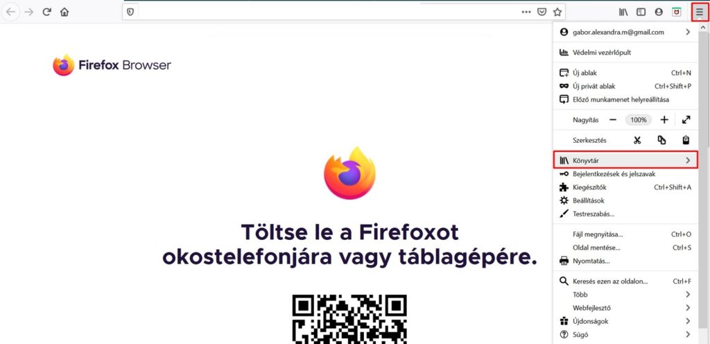 Mozzilla Firefox könyvtár