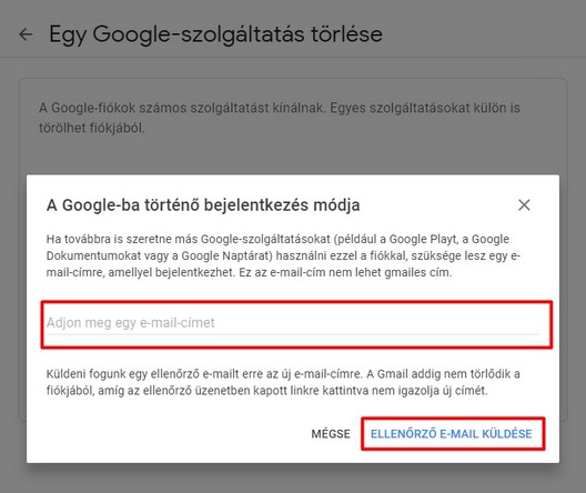 Gmail fiók törlése végső lépések