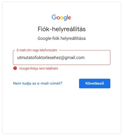 Fiók helyreállítása