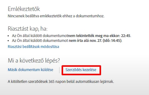 Adobe Sign szerződés kezelése