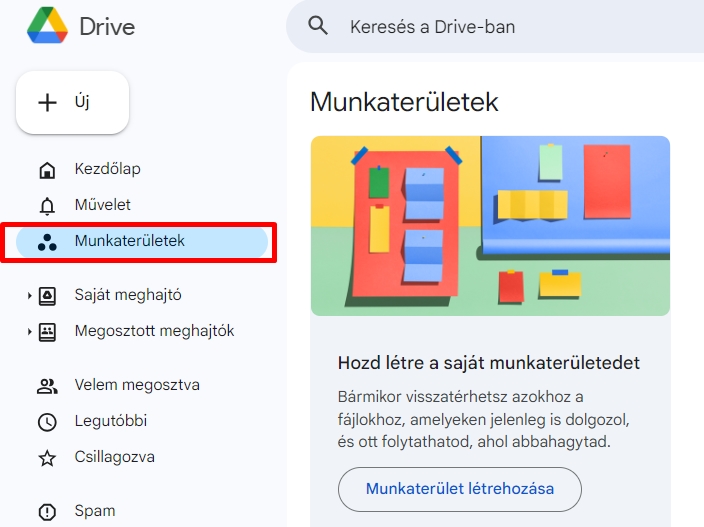 Hogyan lehet Google Drive munkaterületet létrehozni? 