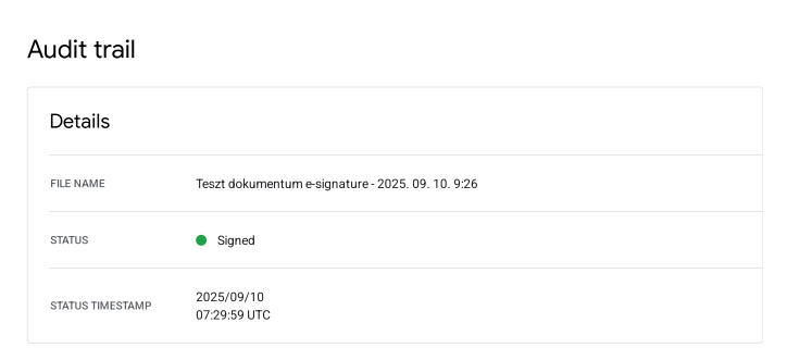 Google Worksapce eSignature audit