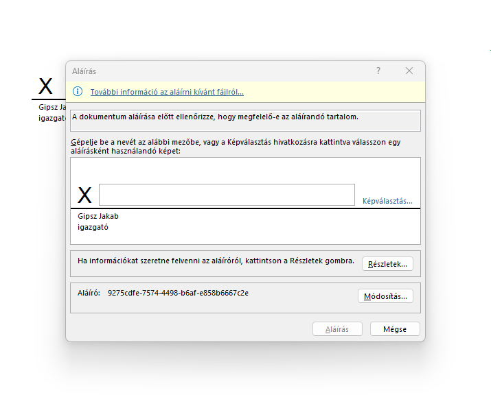 Digitális aláírás Microsoft 365